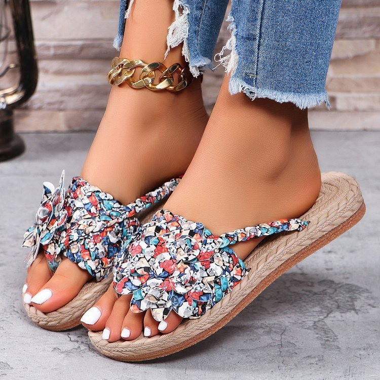Plus Size Women's All-Match Platform Sandals Temu Simple Elegant Beach Sandals Flowers