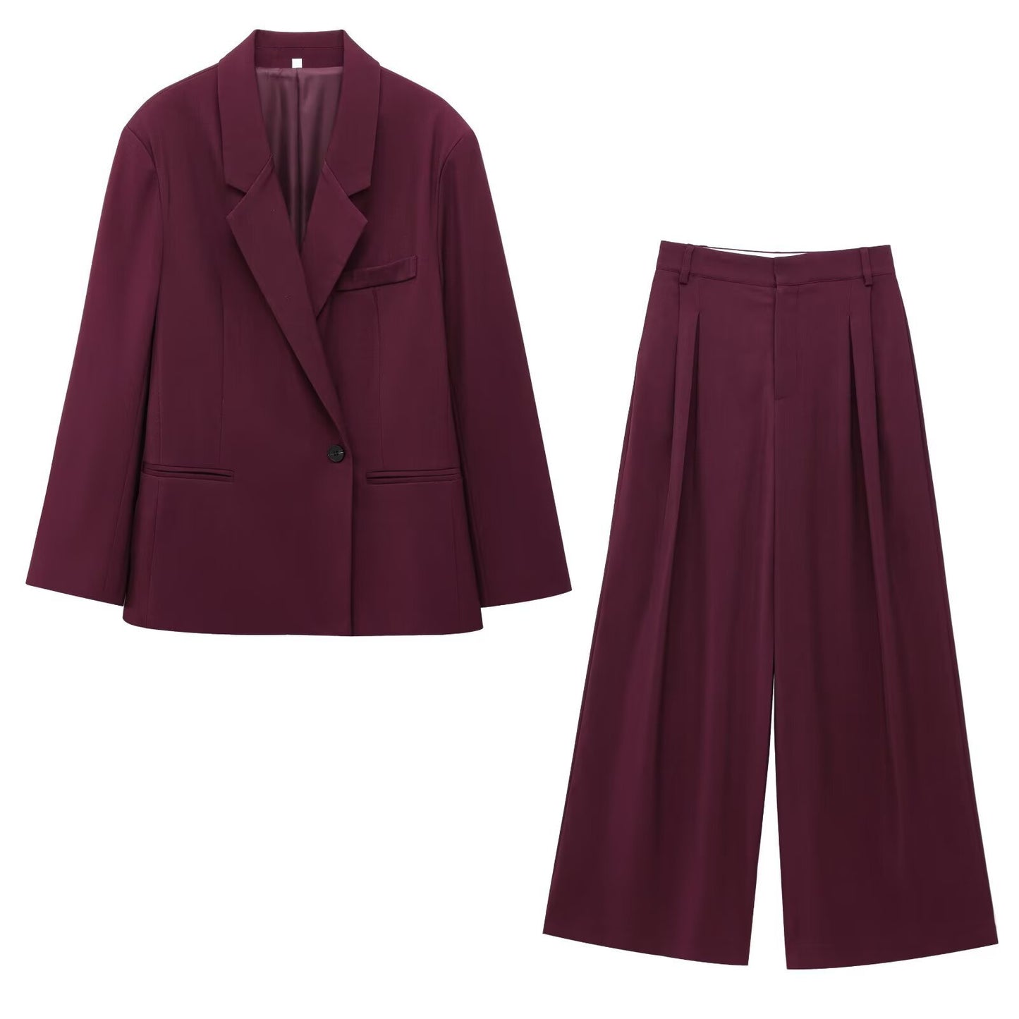 Women's Solid Color Casual Fashion Loose Suit Coat & Trousers