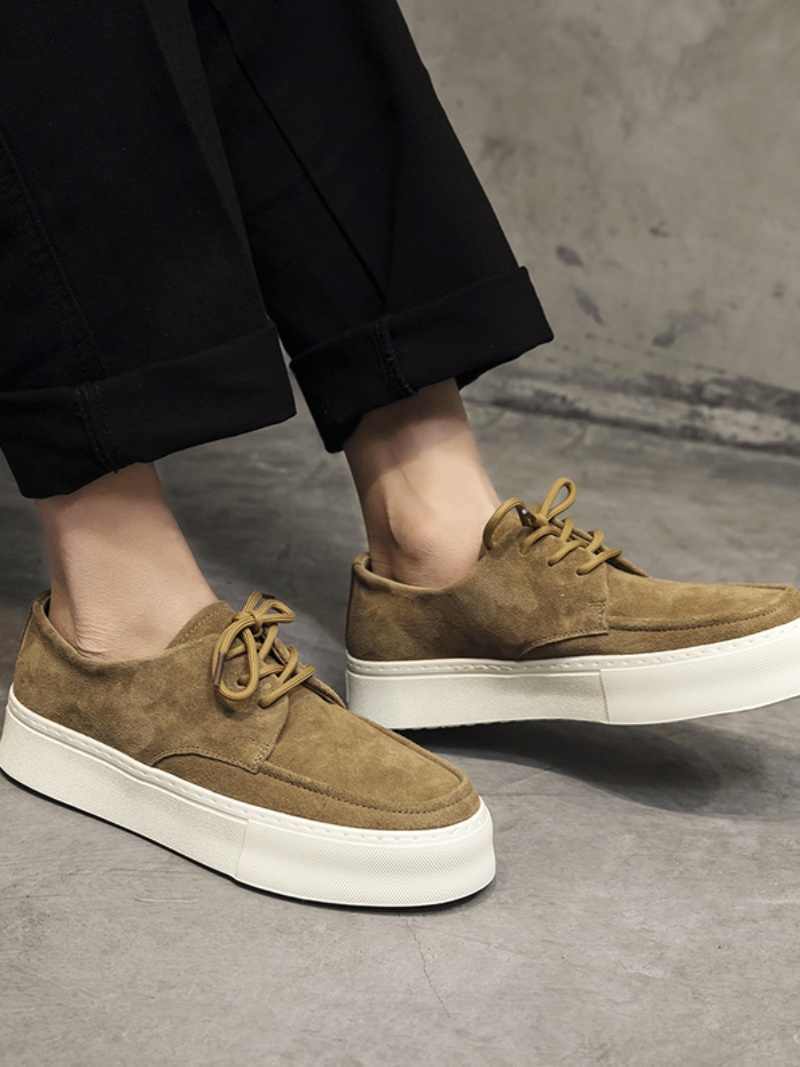 Thick Bottom Hight Increasing Board Suede Lace-up Casual Shoes