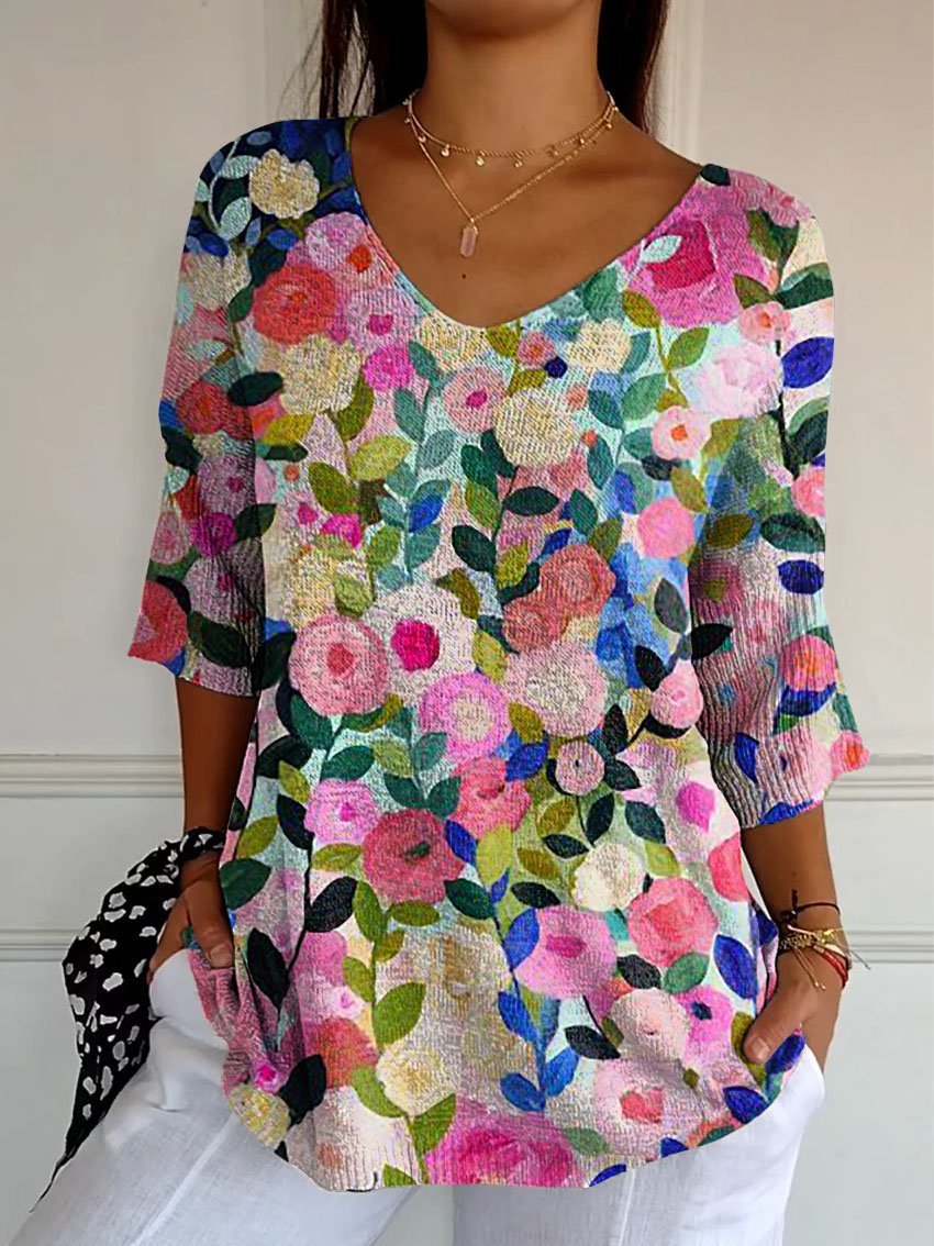 Street Hipster V-neck Long Sleeve Loose Top Summer