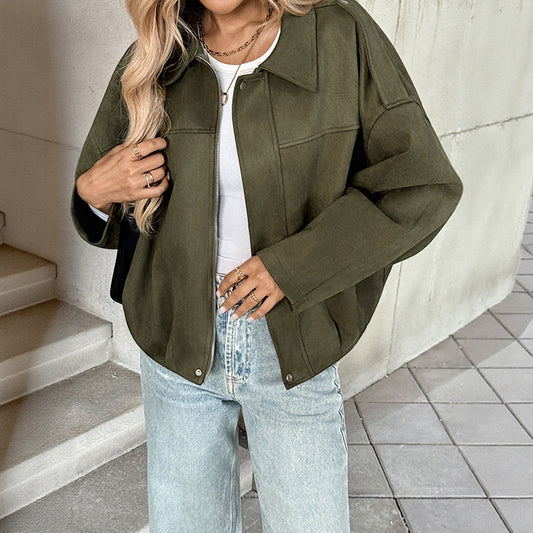 Baggy Casual Jacket Women's Top Zipper