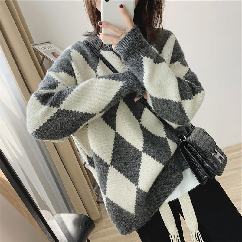 Loose Slimming Sweater Female Color Matching