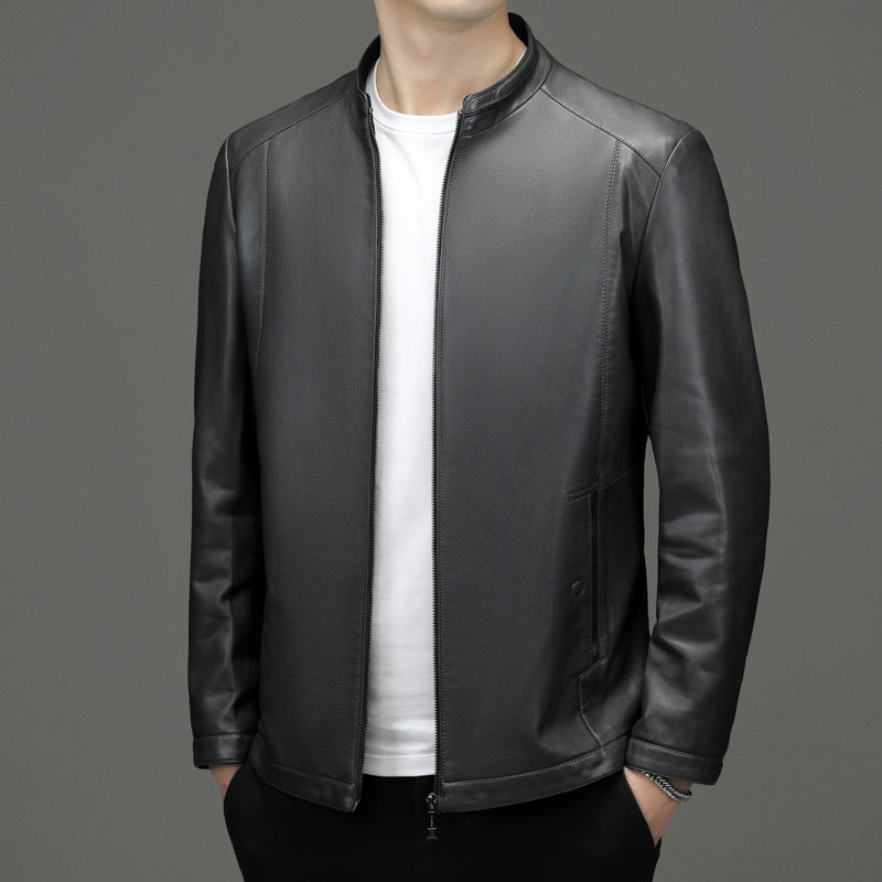 Men's Business Fleece Padded Casual Leather Jacket
