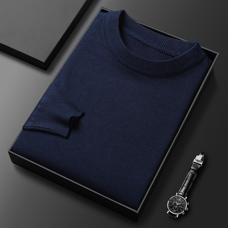 Men's Warm Leisure Solid Color Round Neck Sweater