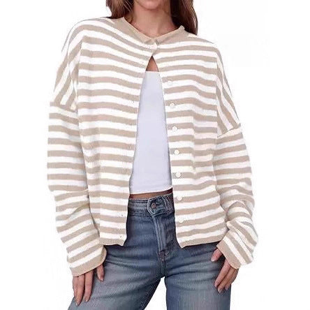 European And American Commuters' Knitted Shirt Soft Glutinous Stripes