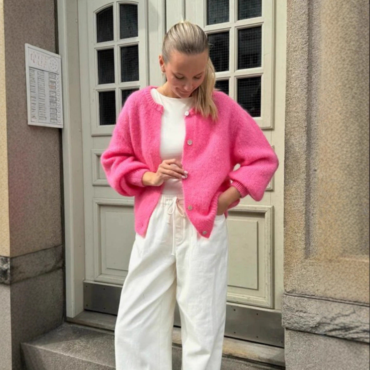 Macaron Color Sweater Cardigan For Women