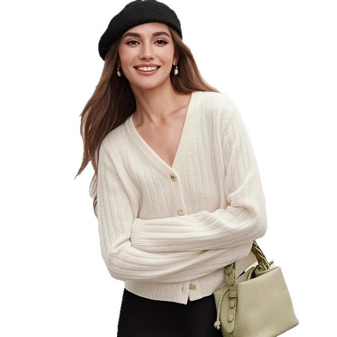Striped Vertical Knitted Cardigan Gentle Sweaters Women's Clothing