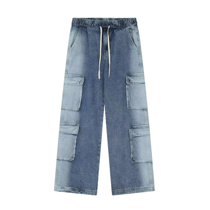 Vintage Multi Pocket Elastic Waist Jeans