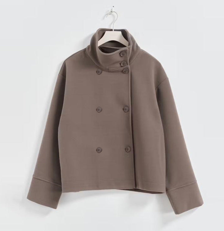 Commuter's All-matching Stand Collar Breasted Woolen Coat