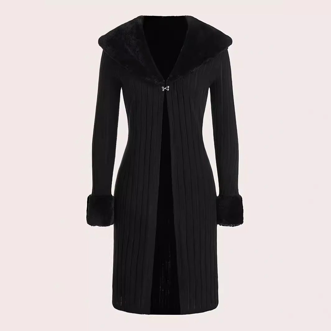 Slim Fit Slimming Knitted Casual Top Trench Coat