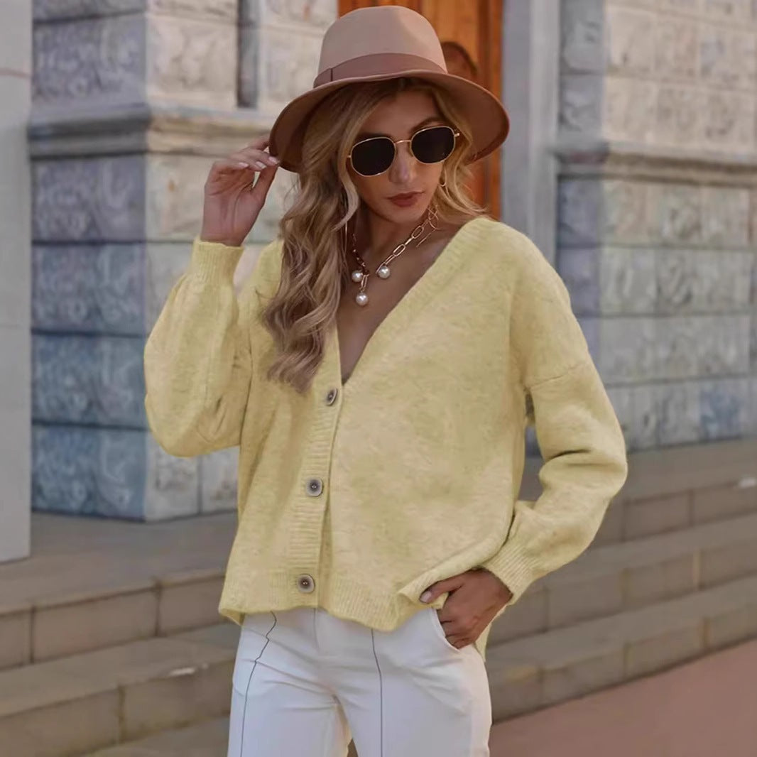 Cardigan Single-breasted Solid Color Coat