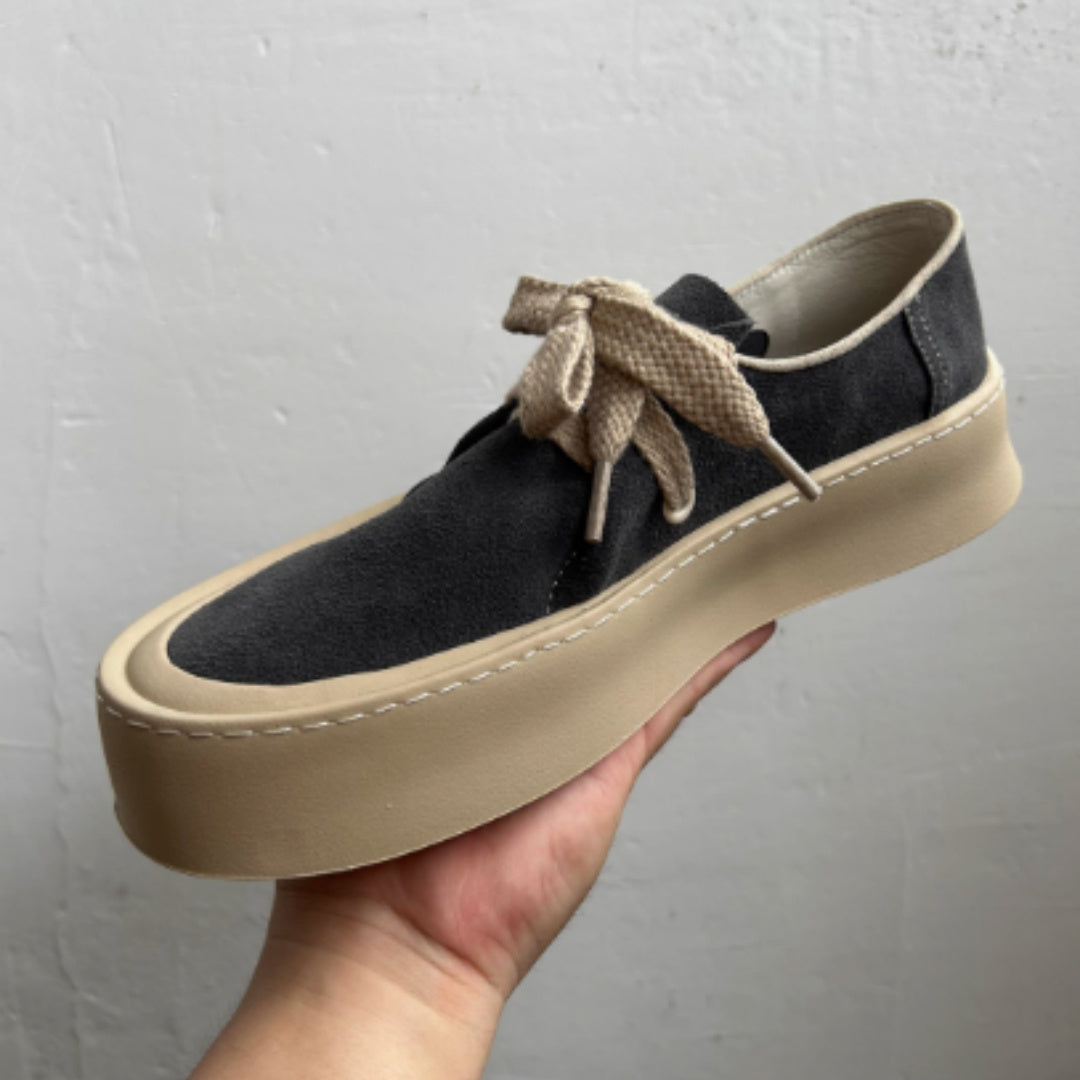 Japanese-style Retro Breathable Sneakers Men's Thick-soled Design Suede
