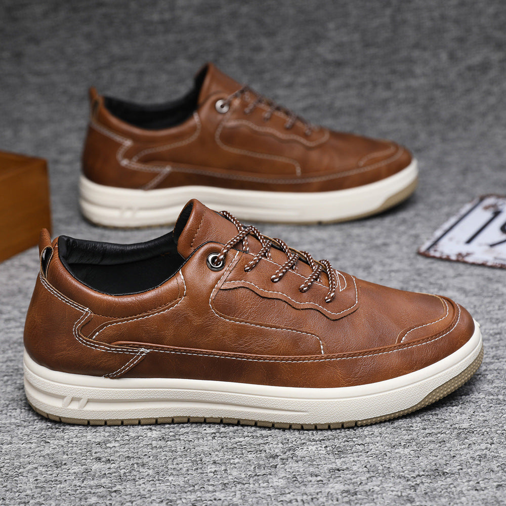 Leather Surface Men's Low-top Sneakers Warm Casual Shoes