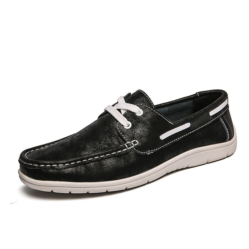 Men's Versatile Low Cut Frosted Cowhide Single Shoes