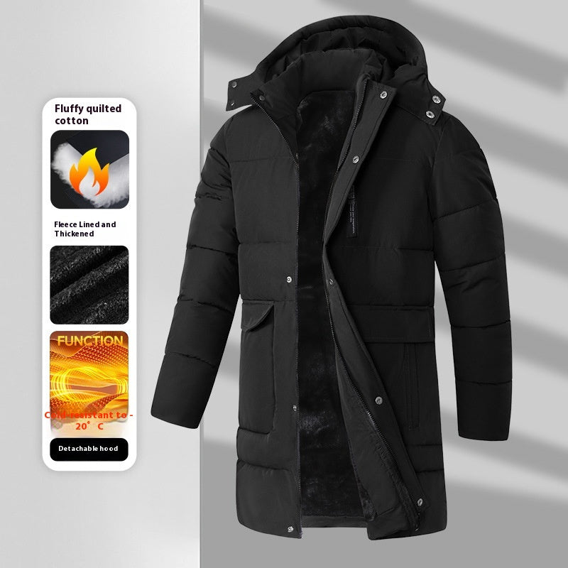 Fashionable Warm Long Velvet Padded Thickened Coat