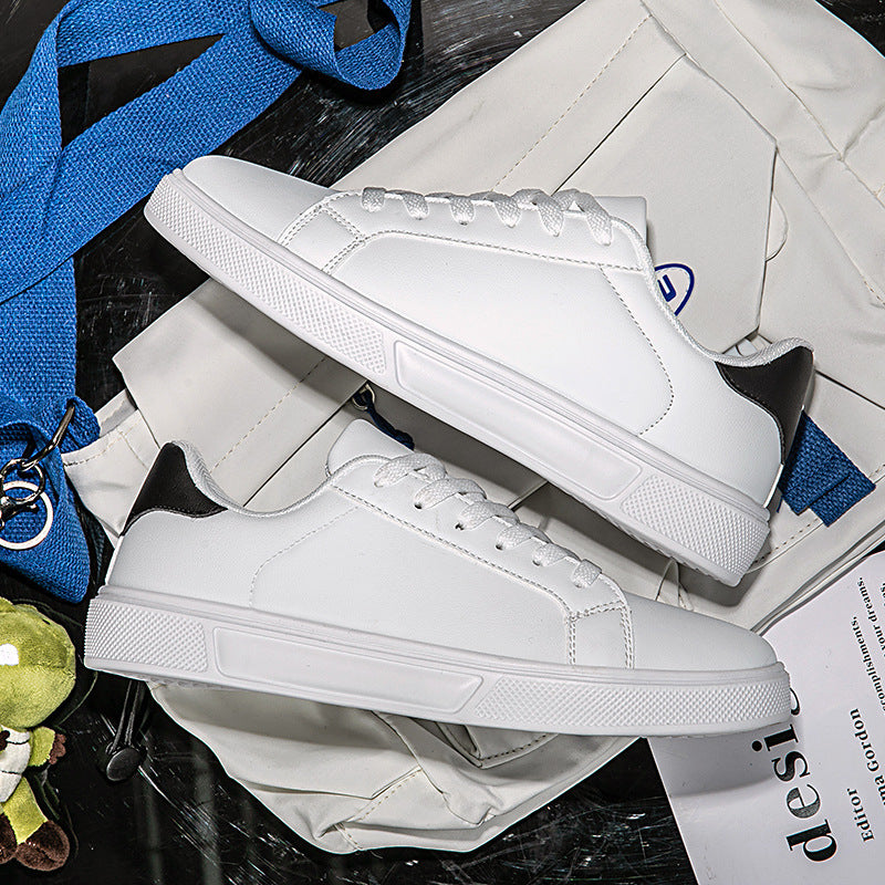 Flat Bottom Comfort Board Korean Leather Casual Sneakers