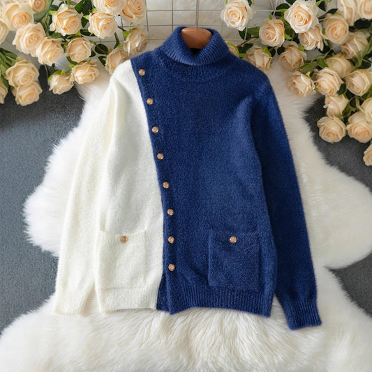 Autumn And Winter Loose Casual Polo Collar Sweater