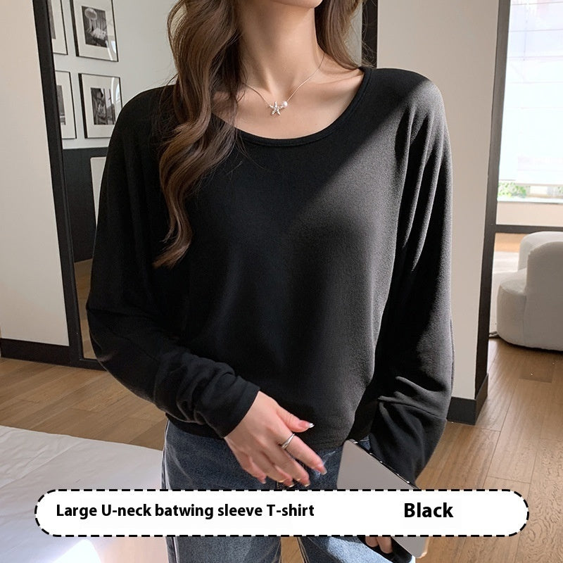 U-collar Batwing Sleeve Elegant Top For Women Autumn And Winter