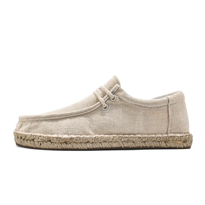 Men's Straw Fisherman Summer Canvas Casual Old Linen Tide Cloth Shoes