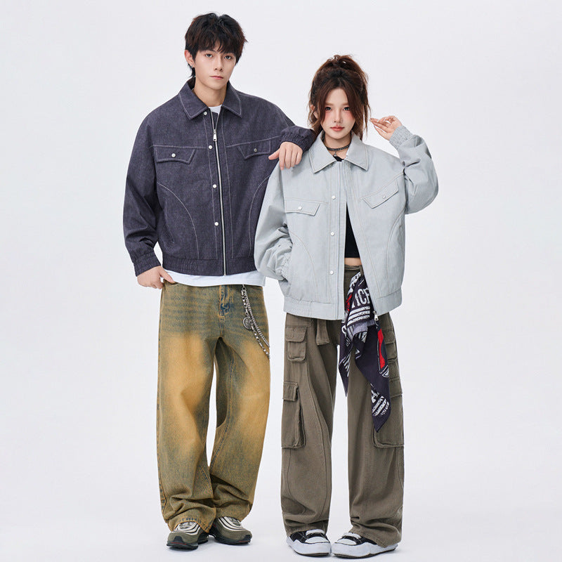 Lapel Anti-denim Personality New Print Plus Size Jacket For Men