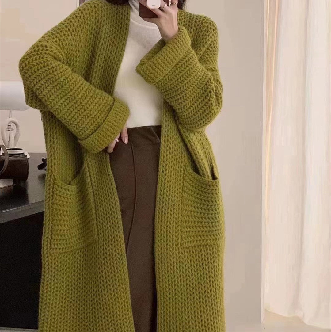 Hepburn Style Solid Color Knitted Cardigan Soft Glutinous