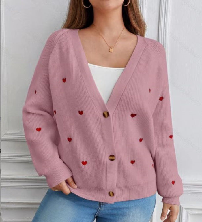 Women's Single-breasted V-neck Sweater Cardigan