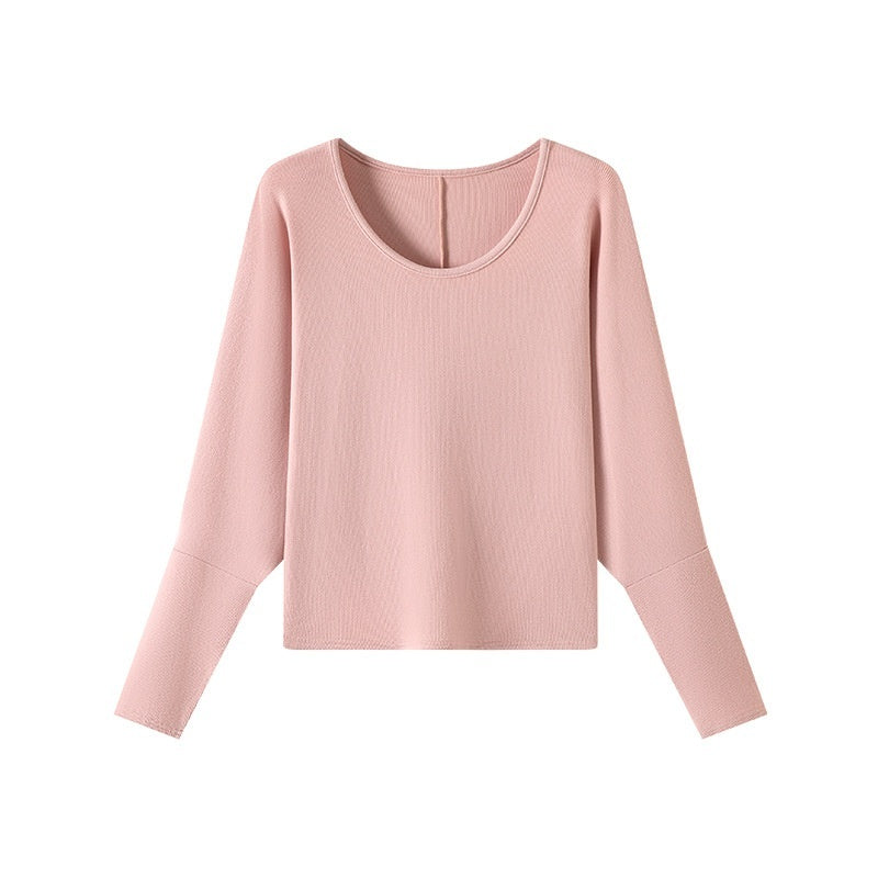 U-collar Batwing Sleeve Elegant Top For Women Autumn And Winter