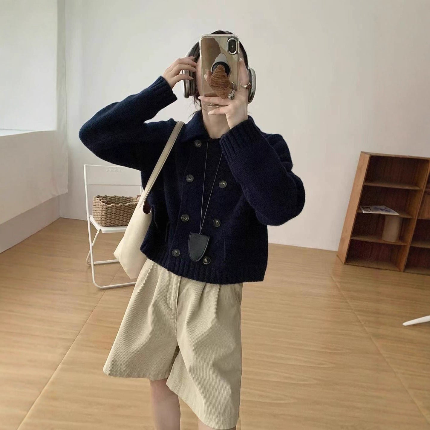 Fashionable All-match Faux Pocket Knitted Cardigan