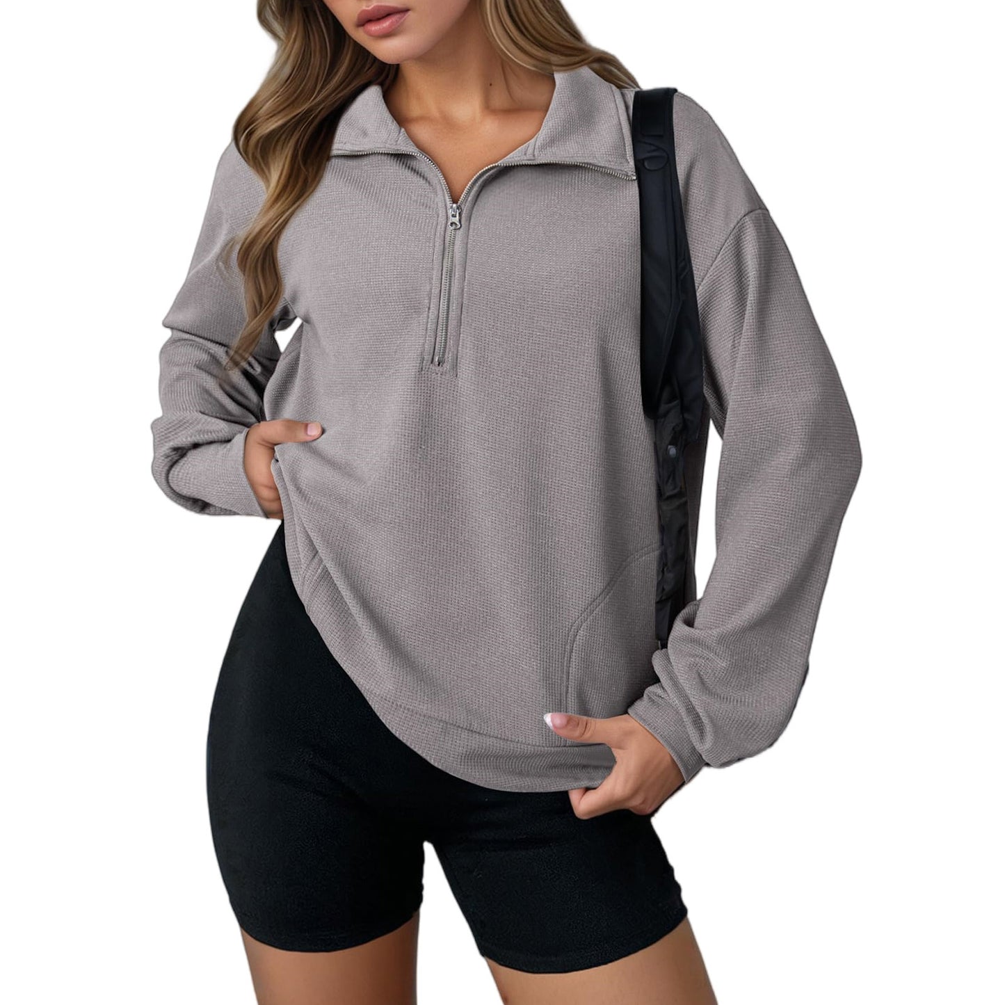 Lapel Sweater Fashion Loose Zip Women's Clothing