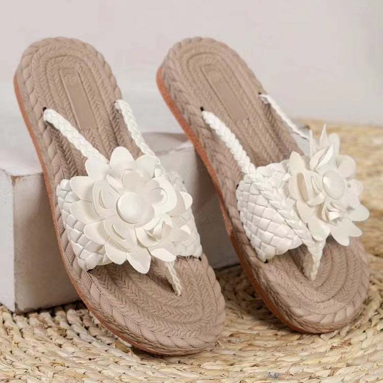 Plus Size Women's All-Match Platform Sandals Temu Simple Elegant Beach Sandals Flowers
