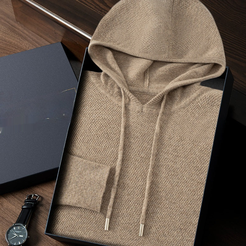 Fall Winter Men Hooded Cashmere Sweater