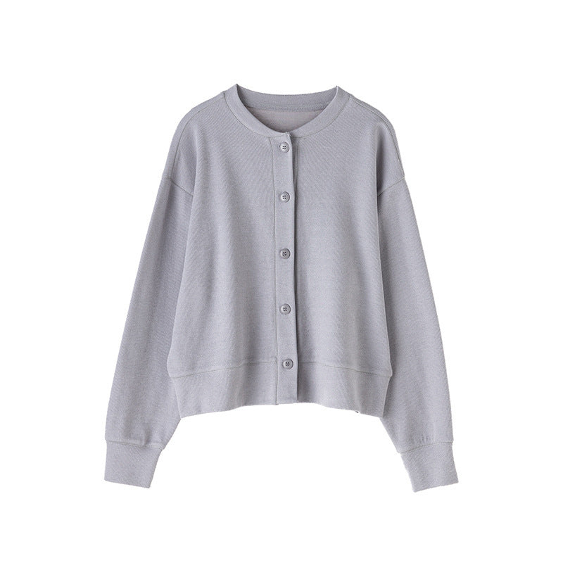 Women's Rest Solid Color Round Neck Long Sleeve Sweater Coat