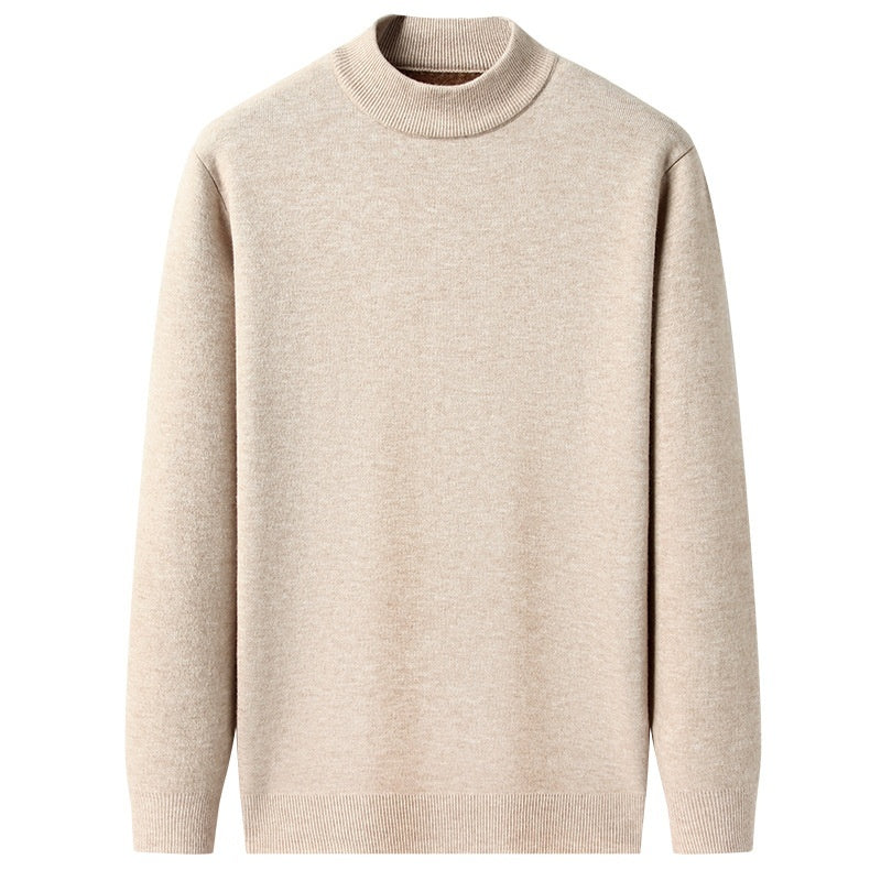 Containing Double Face Wool Leather Velvet Men's Half-high Collar Velvet Padded Sweater