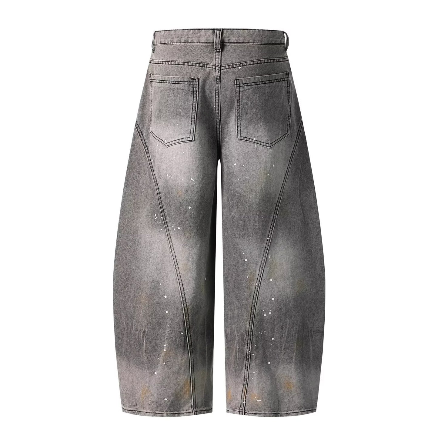Retro Washed Smoky Gray Splash-ink Jeans For Men