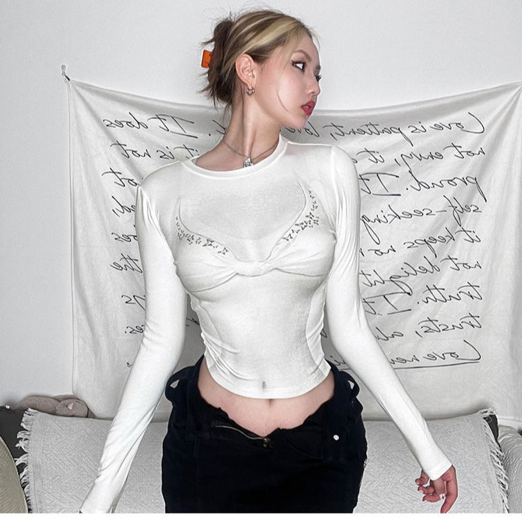 European And American Hot Girl Style Sexy 3D Printed Short Top Bottoming Shirt For Women