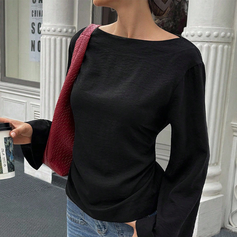 Flared Long Sleeve Pullover Women's Clothing