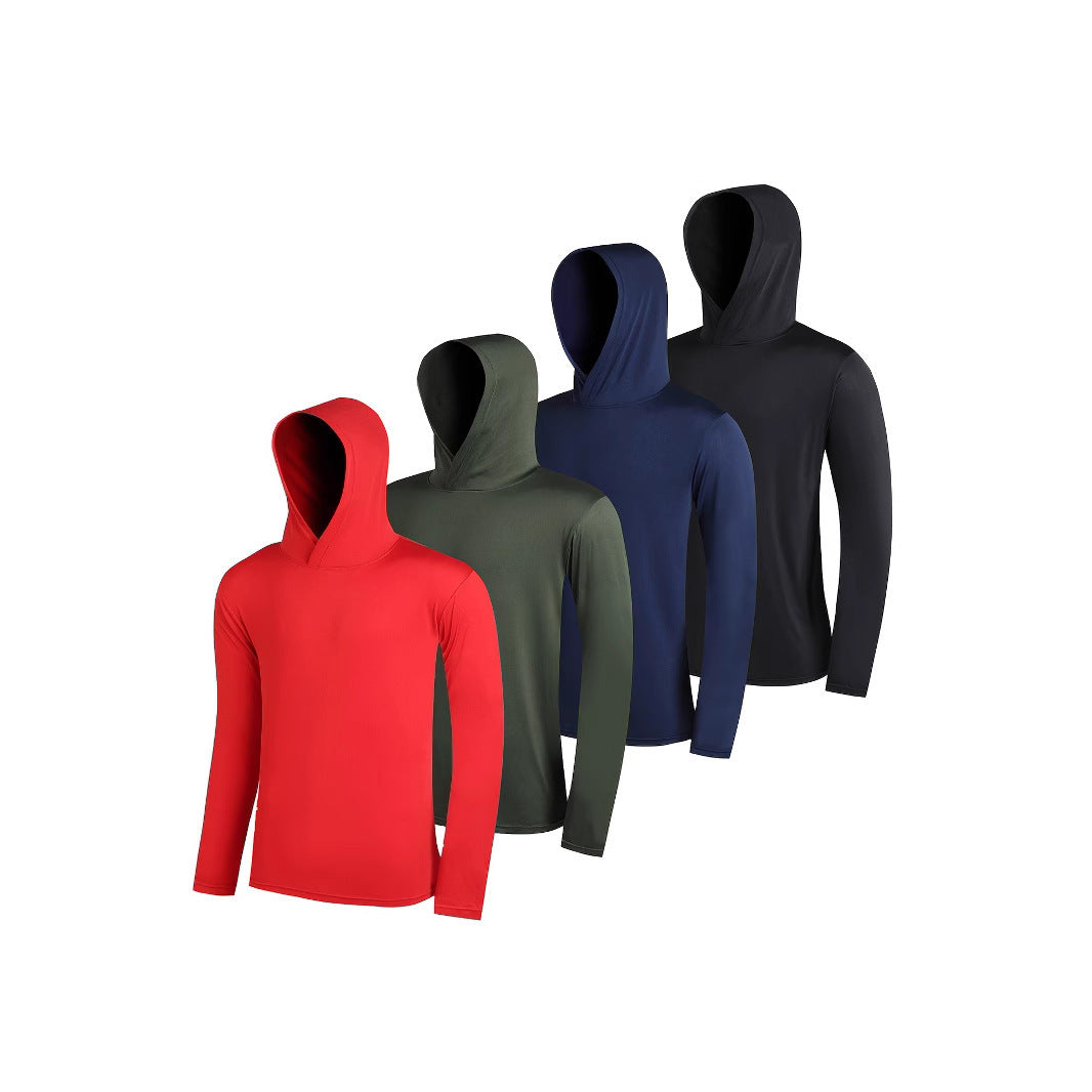 4-piece Men's Lightweight Hoodie Elastic Polyester Fiber Long