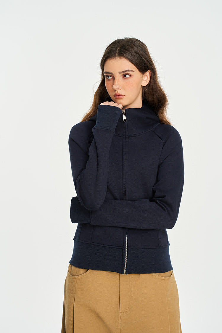 Women's Fashion Brand Solid Color Slim Gray Short Coat