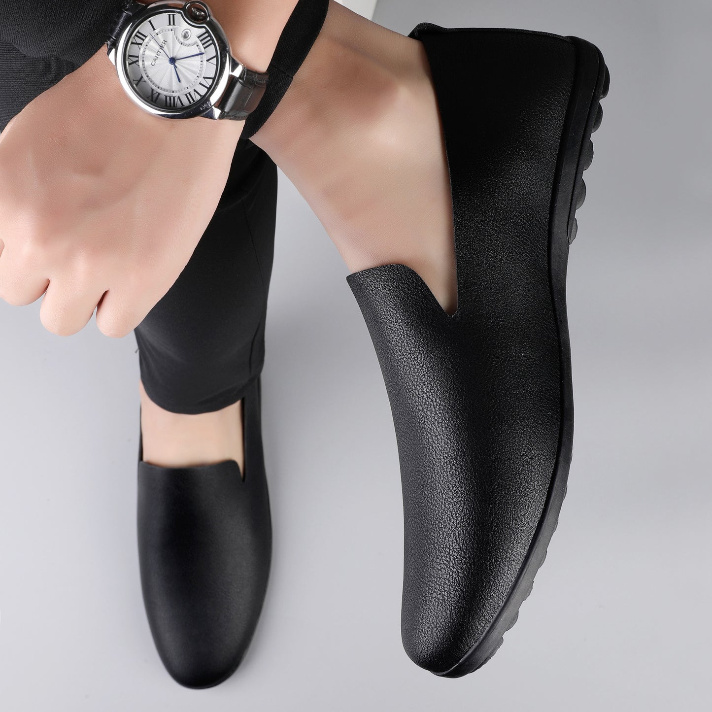 Men's Casual Leather Shoes Fashion Soft Gommino Low Top