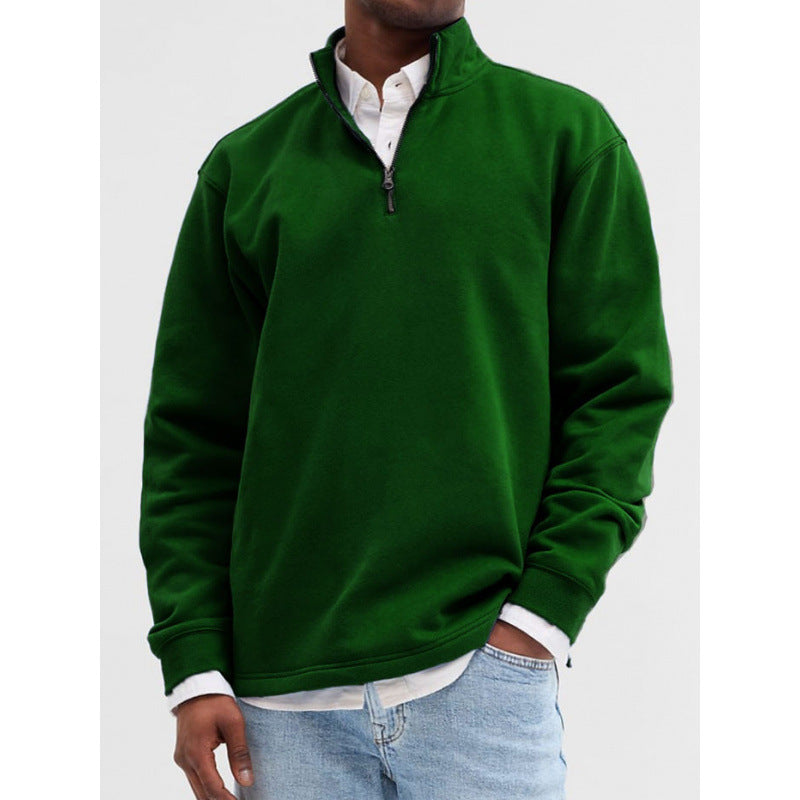 Outdoor Foreign Trade Men's Zipped Stand Collar Sweater Fashion Brand