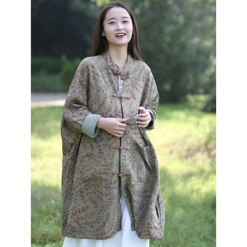 Ethnic Style Retro Cotton Linen Coat Women
