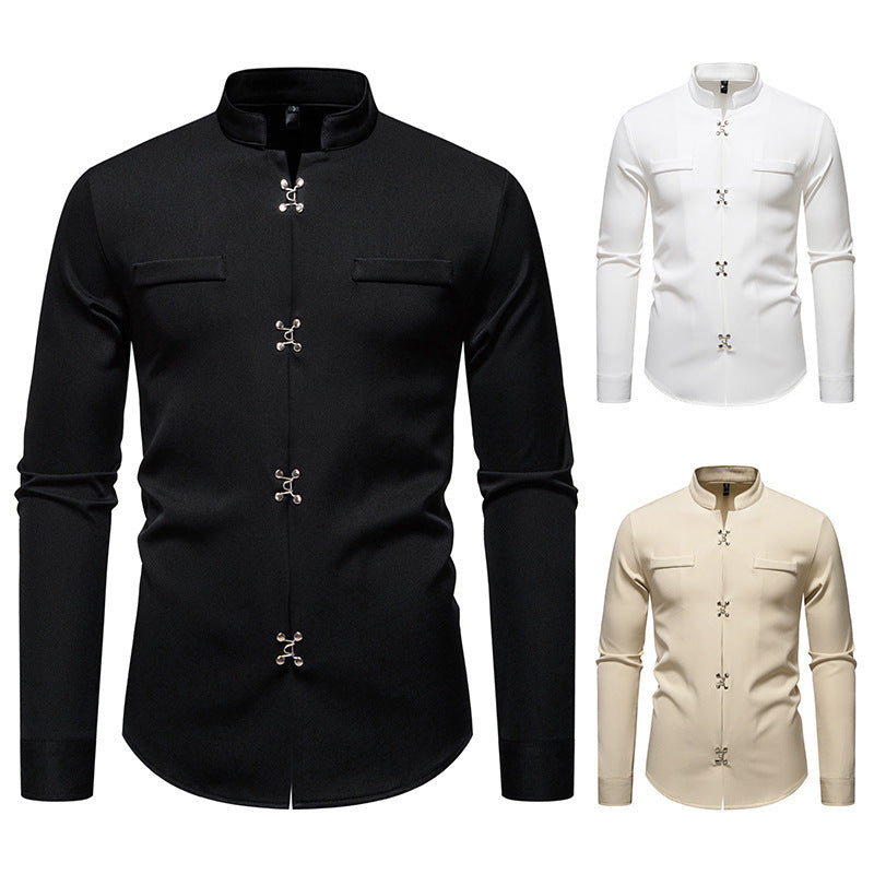 New Men's Long-sleeved Shirt High-grade Ruan Handsome Loose Casual Shirt Trendy
