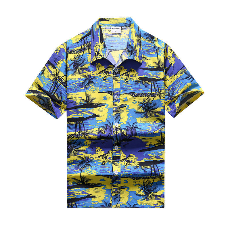 Loose Men's Beach Hawaii Printed Shirt
