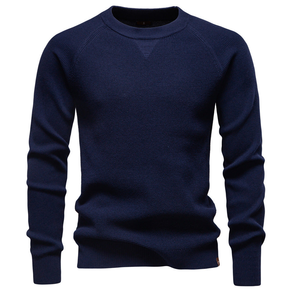 Round Neck Fashion Solid Color Sweater Men's High Quality Business Casual Knitted Men's Sweater