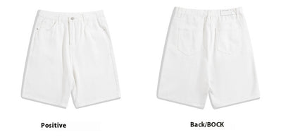 Casual Solid Color Denim Shorts Men's Five Points Straight-leg Pants