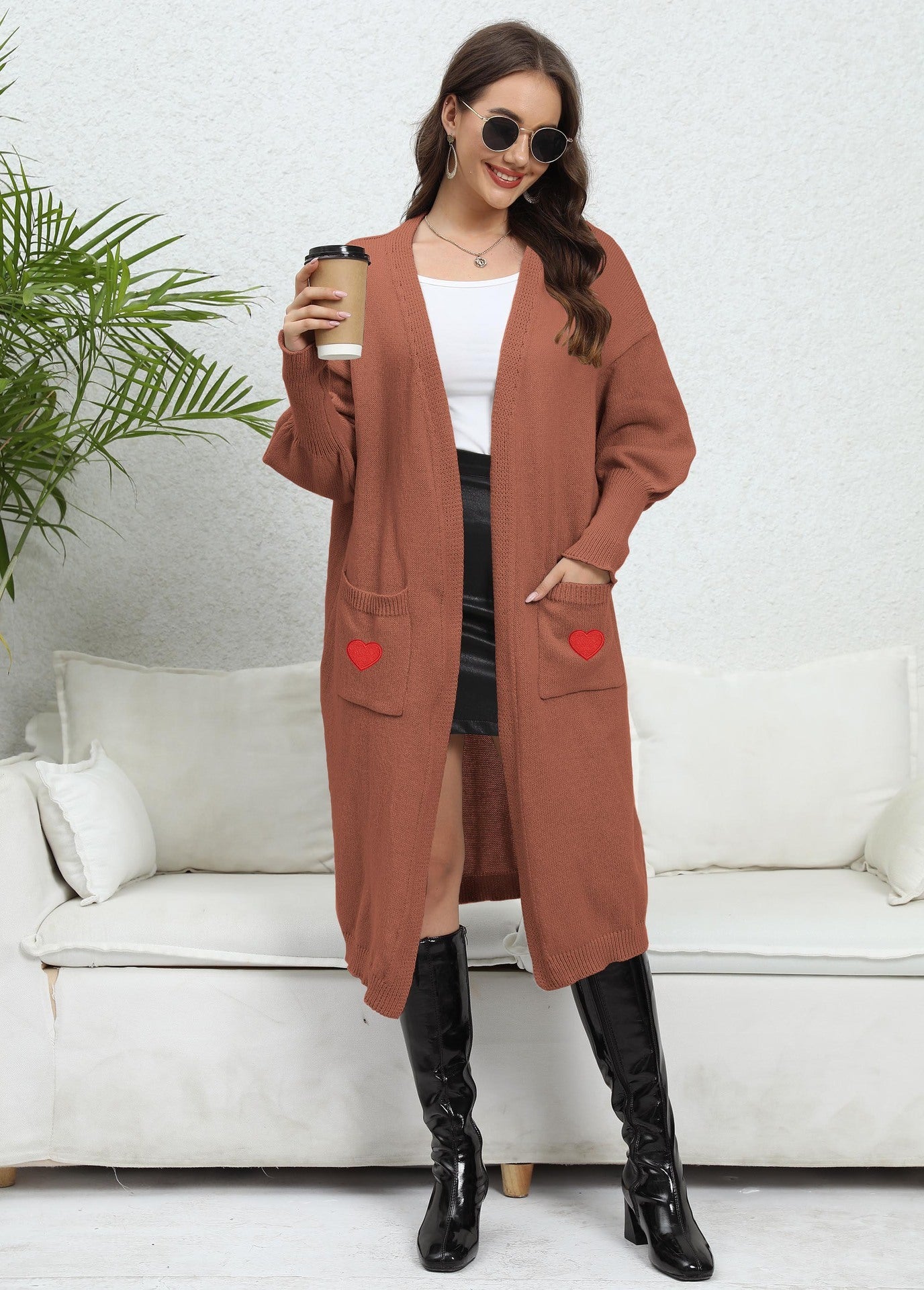 Women's Loose And Lazy Style Love Sweater Cardigan