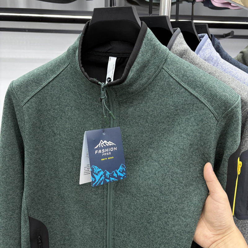 New Men's Knitwear Jacket Solid Color Stand Collar
