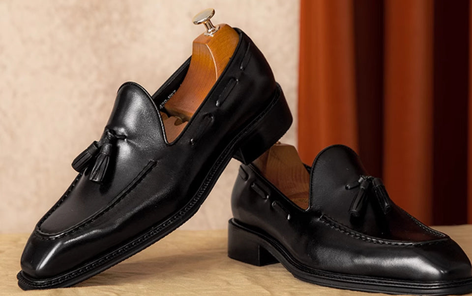 Men's Commuter's All-matching Fringed Leather Shoes Genuine Leather All-match Slip-on Loafers