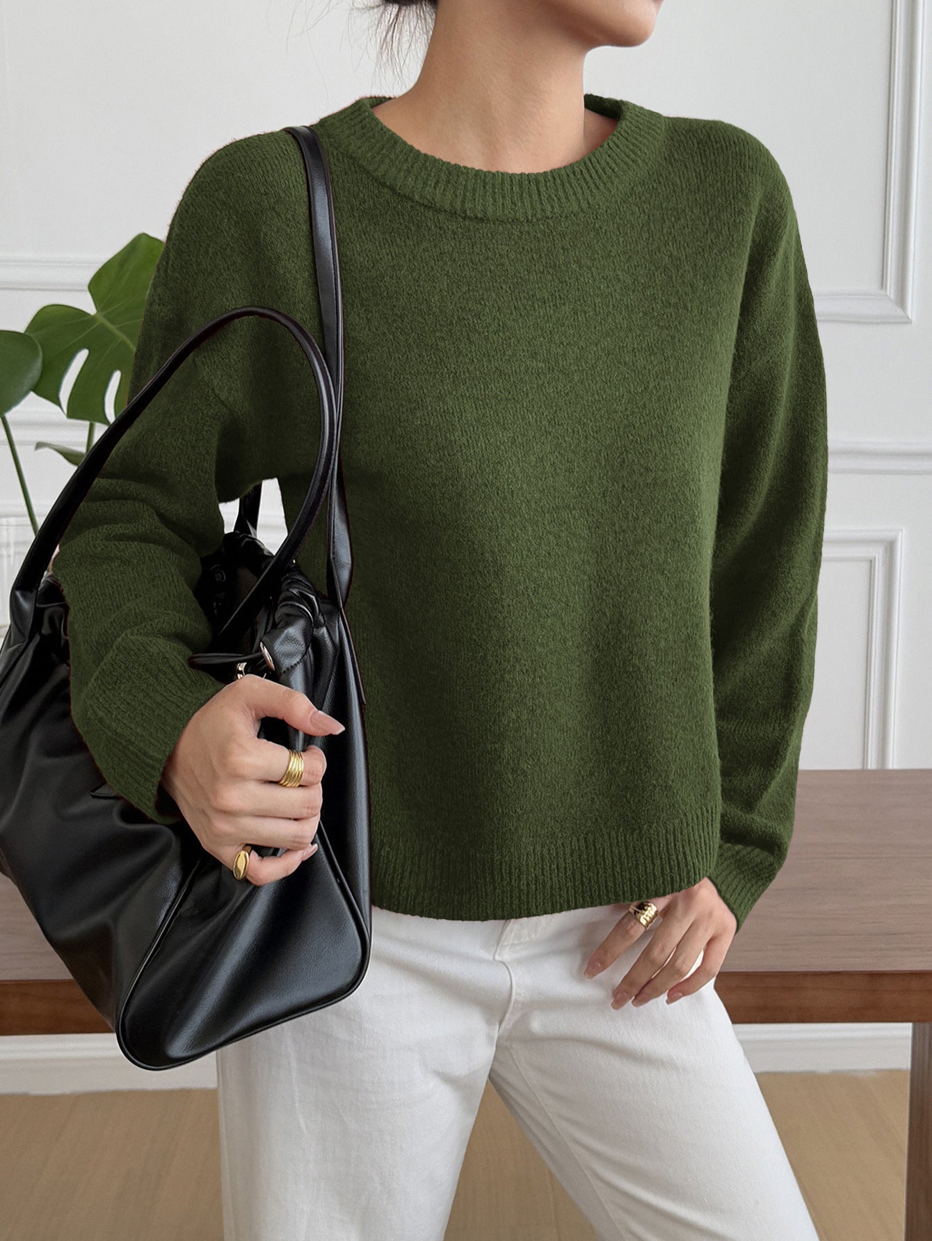 Vacation Solid Color Long Sleeve Wool Sweaters Women's Clothing