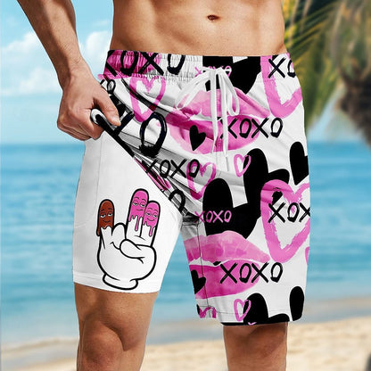Casual Loose D Printed Double-layer Beach Pants